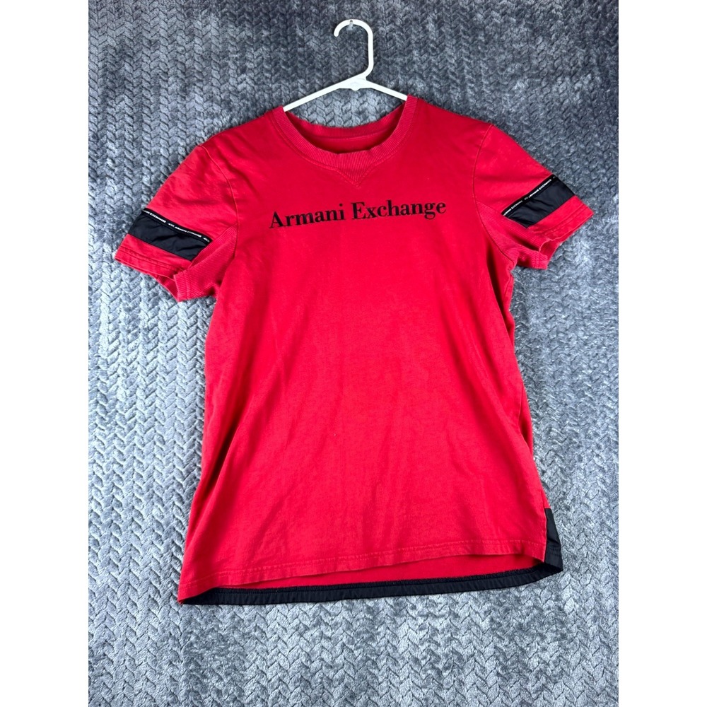 Armani Exchange Mens T Shirt Red Logo Short Sleeve Crew Neck Small 5881